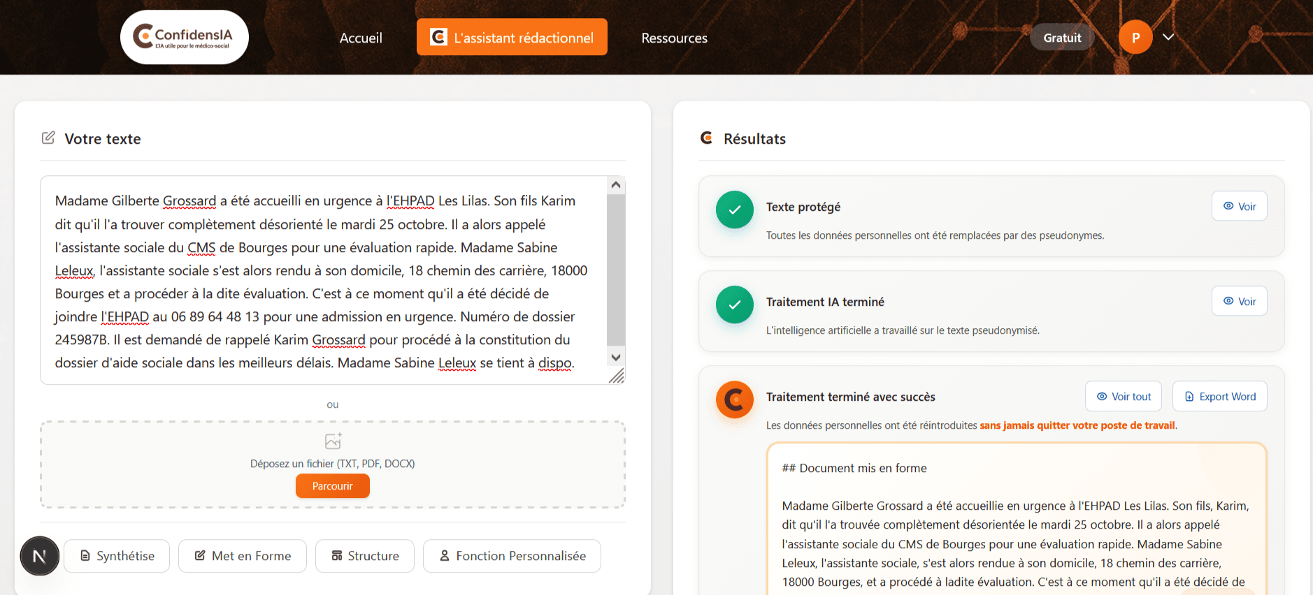 Interface principale